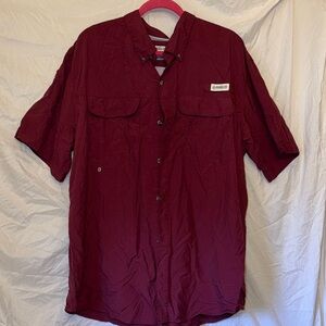Magellan Outdoors XL Relaxed fit Burgundy Button Down fishing Shirt
